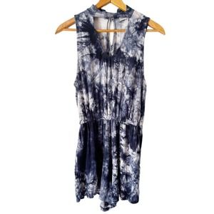 Ginger G Blue Tie Dye Sleeveless Boho Romper Size Medium